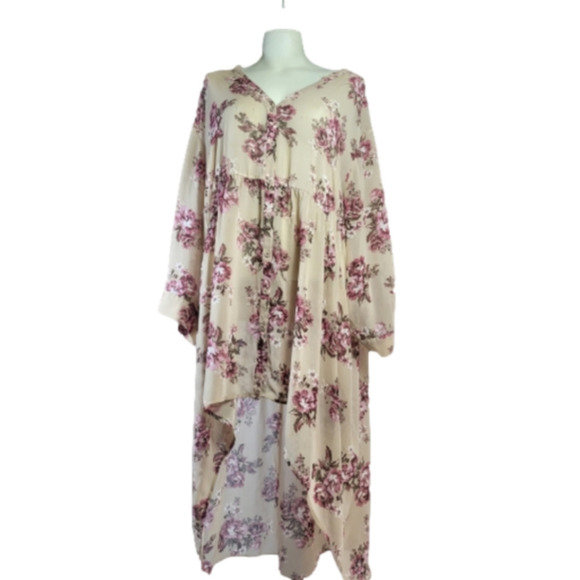 torrid Tops - Torrid Pink Floral Sheer High Low Blouse